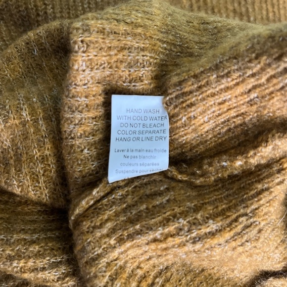 Oversized Tunic Sweater Dress Mustard Deep V-Neck Slouchy Boho - Picture 12 of 12